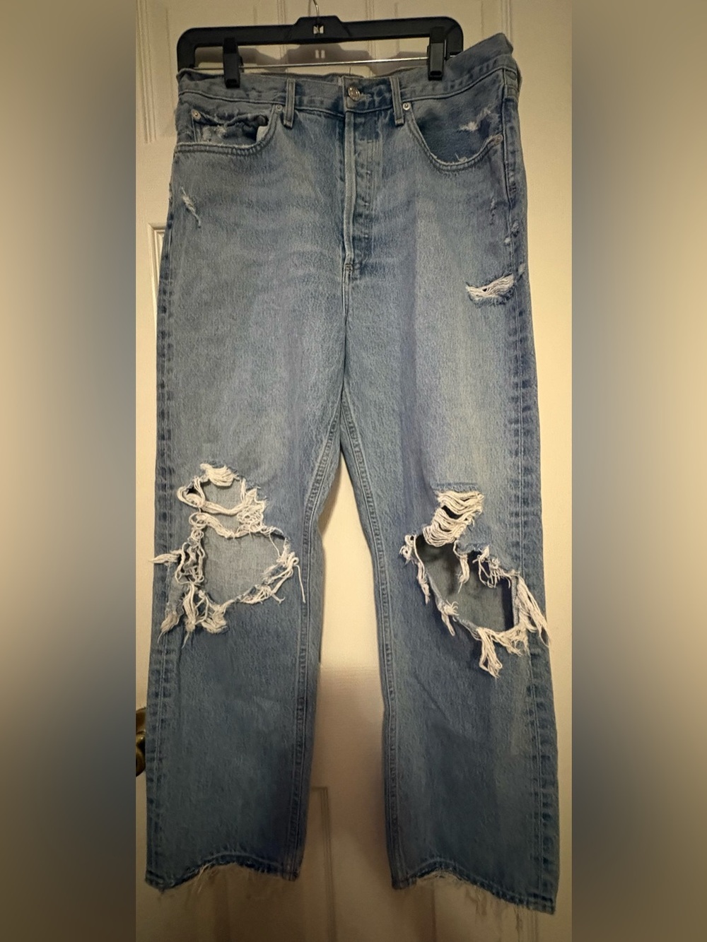Agolde Light Blue Distressed High-Rise Jeans